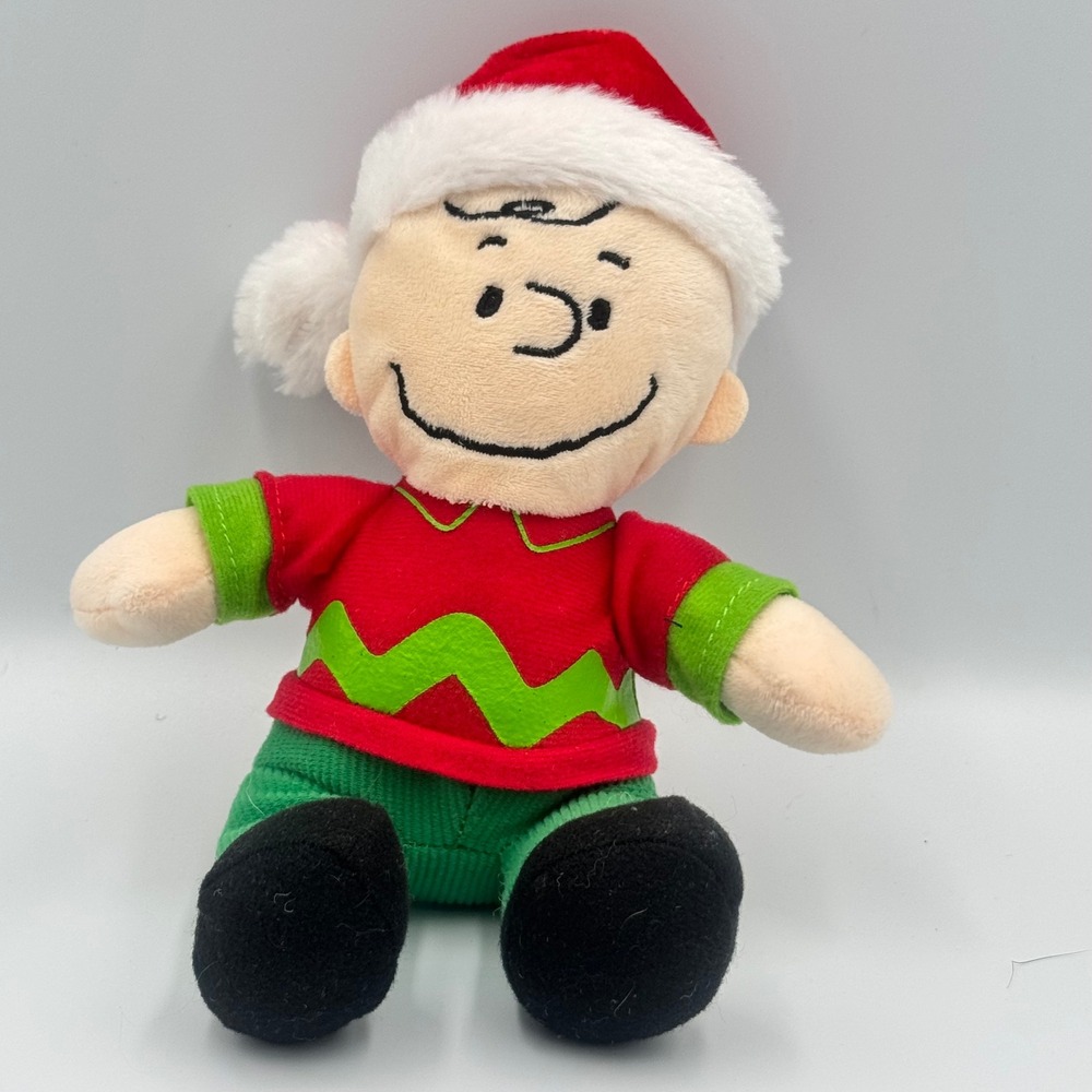 Peanuts Charlie Brown Christmas Plush Santa Hat Red Green 2017